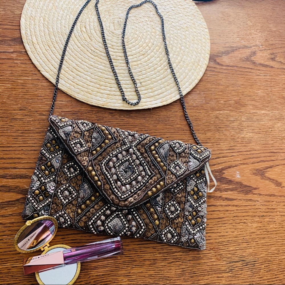 Forever21 Embellished Envelope Purse Chain Shoulder Bag